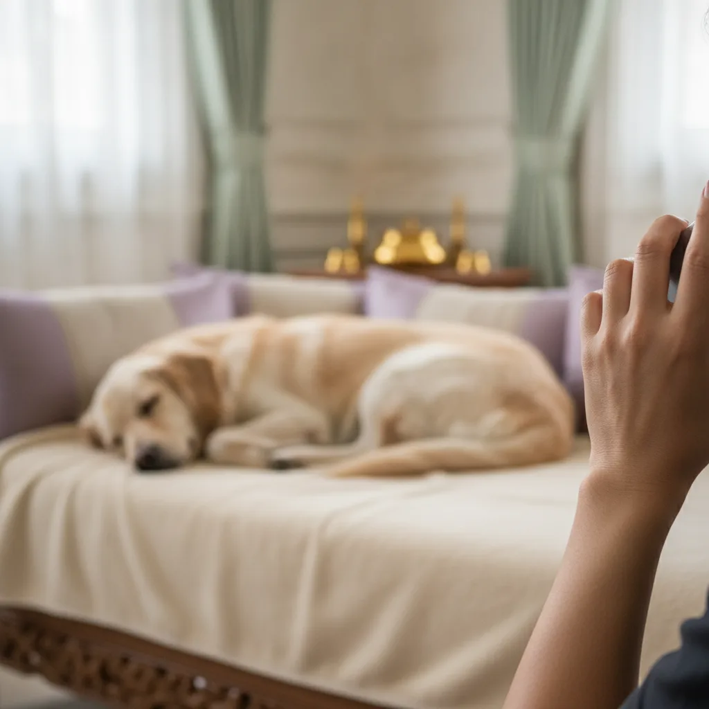 Calling a Bangkok dog cremation service from an air-conditioned room